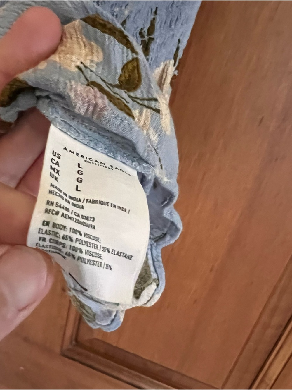 American Eagle Light Blue Floral Smocked Cami Top - Women-L - Picture 4 of 4
